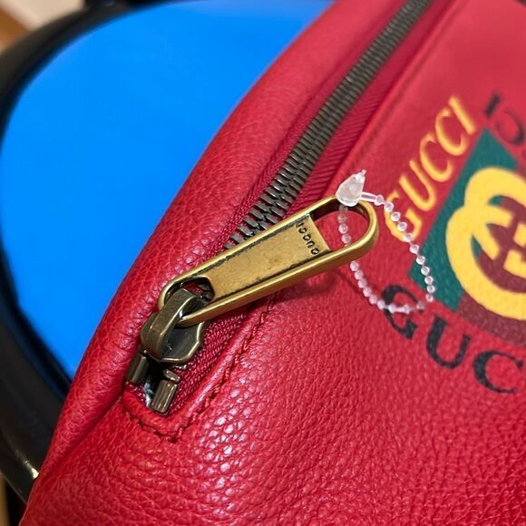 ❤️NWOT Gucci Belt Grained Logo Hibiscus Red Calfskin Cross Body Bag - Picture 7 of 14